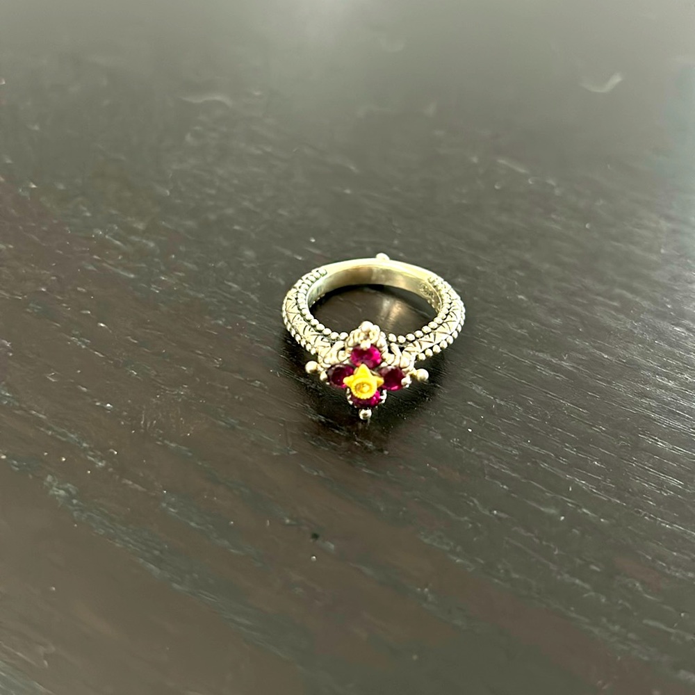 Barbara Bixby Rhodolite Flower Stacking Ring 7